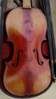 Vintage Stradivarius Copy Violin W/tiger Striping & W/wooden Coffin Case String photo 1