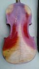 Vintage Stradivarius Copy Violin W/tiger Striping & W/wooden Coffin Case String photo 3