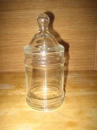 Antique Vintage Clear Glass Apothecary Jar Storage Candy With Lid photo