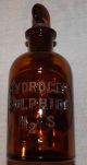 Antique Amber Apothecary Pharmacy Bottle Hydrogen Sulphide Chemical Name Below Bottles & Jars photo 1
