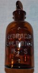 Antique Amber Apothecary Pharmacy Bottle Hydrogen Sulphide Chemical Name Below Bottles & Jars photo 3