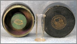 Antique Traveling Medicine Glass Minim Measure With Case photo