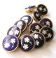 (1) Antique French Royal Blue Enamel Dore Button - Silver Pique Flower Paillons Buttons photo 4