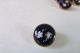 (1) Antique French Royal Blue Enamel Dore Button - Silver Pique Flower Paillons Buttons photo 5