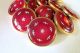 (1) Antique French Ruby Red Enamel Dore Button - Silver Pique Snowflake Paillons Buttons photo 1