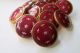 (1) Antique French Ruby Red Enamel Dore Button - Silver Pique Snowflake Paillons Buttons photo 2
