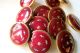 (1) Antique French Ruby Red Enamel Dore Button - Silver Pique Snowflake Paillons Buttons photo 3