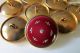 (1) Antique French Ruby Red Enamel Dore Button - Silver Pique Snowflake Paillons Buttons photo 6