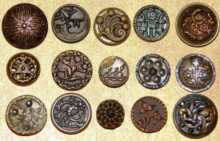Antique Victorian Paris Back Metal Picture Buttons photo