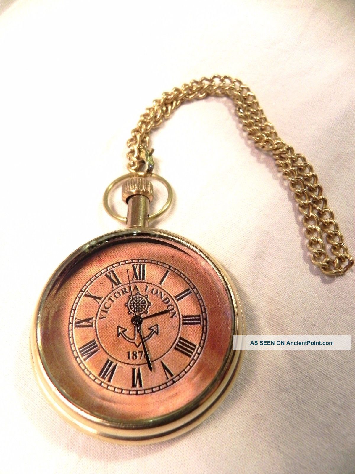 Nautical Maritime Brass Pocket Watch Victoria London 1876 Fully Clocks photo