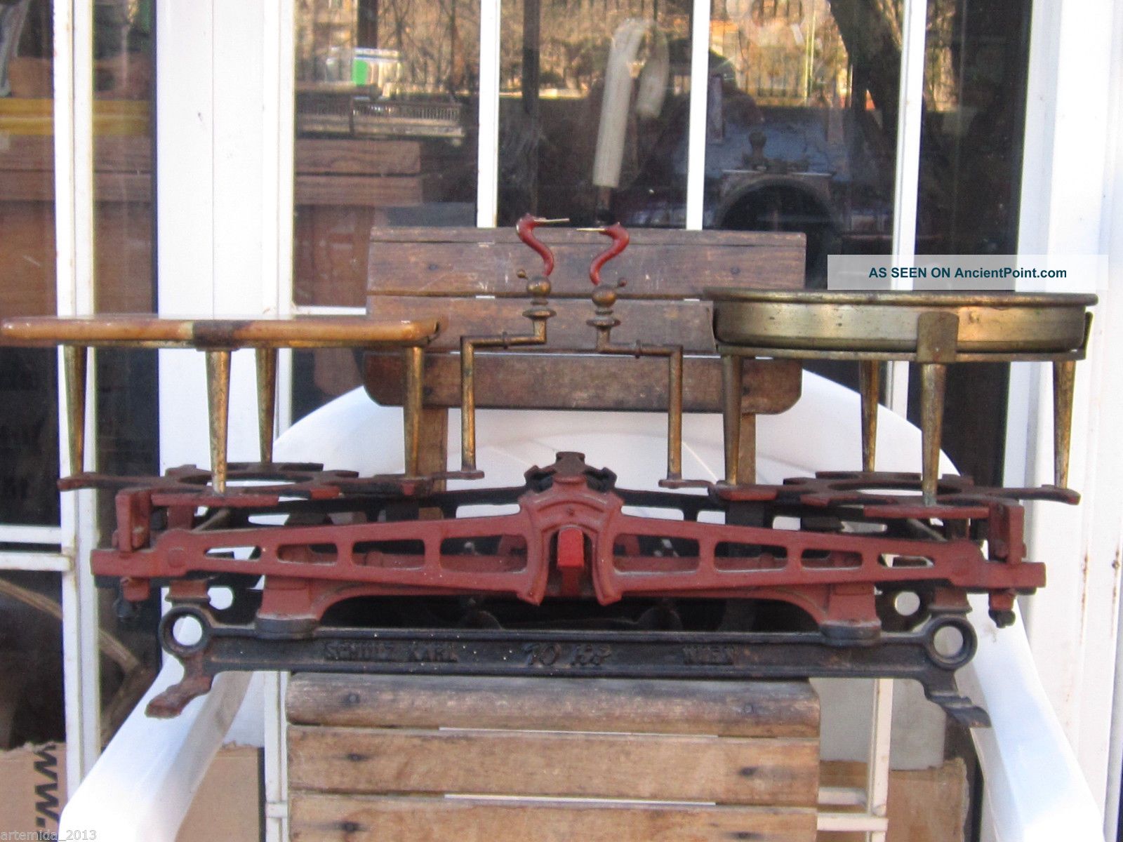 Antique Austrian Iron & Bronze Balance Scale Schulz Karl Wien Scales photo