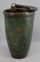 Antique 19thc England Primitive Leather Fire Bucket,  Green Paint Nr Other Mercantile Antiques photo 3