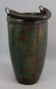 Antique 19thc England Primitive Leather Fire Bucket,  Green Paint Nr Other Mercantile Antiques photo 5