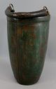 Antique 19thc England Primitive Leather Fire Bucket,  Green Paint Nr Other Mercantile Antiques photo 6