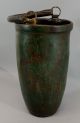 Antique 19thc England Primitive Leather Fire Bucket,  Green Paint Nr Other Mercantile Antiques photo 7