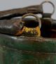 Antique 19thc England Primitive Leather Fire Bucket,  Green Paint Nr Other Mercantile Antiques photo 8