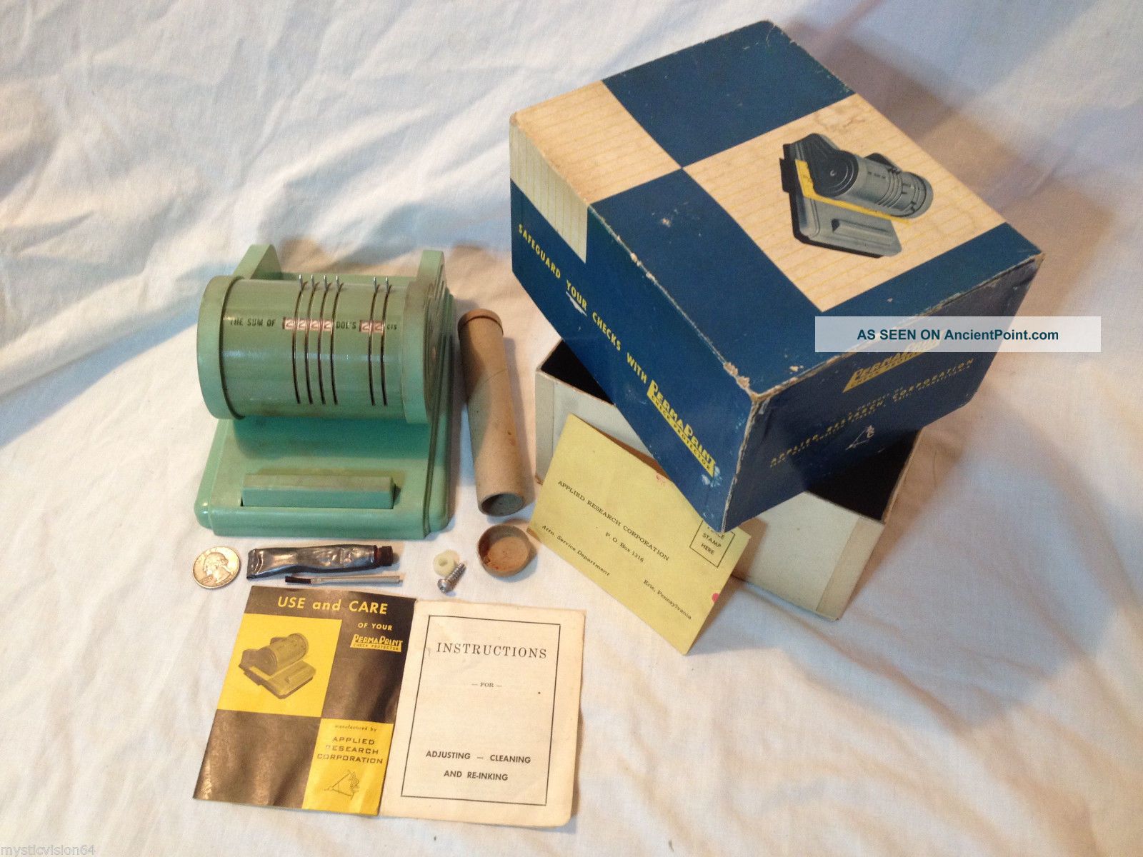 Vintage Check Writer Perma Print Check Protector Box & Ink Instructions Binding, Embossing & Printing photo