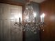 Antique Brass & Glass Prism Ceiling Chandelier - 8 Candle Arms Ornate Design Chandeliers, Fixtures, Sconces photo 9