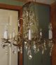 Antique Brass & Glass Prism Ceiling Chandelier - 8 Candle Arms Ornate Design Chandeliers, Fixtures, Sconces photo 3