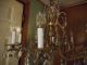 Antique Brass & Glass Prism Ceiling Chandelier - 8 Candle Arms Ornate Design Chandeliers, Fixtures, Sconces photo 5