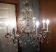Antique Brass & Glass Prism Ceiling Chandelier - 8 Candle Arms Ornate Design Chandeliers, Fixtures, Sconces photo 7