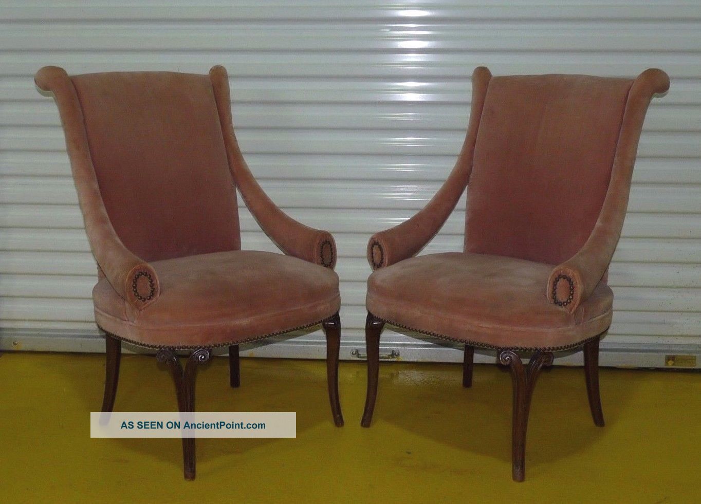 Pair Vintage Hollywood Regency Lounge Club Parlor Chairs Mid Century Art Deco 1900-1950 photo