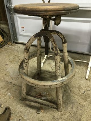 Vintage Toledo Style Metal Swivel Industrial Drafting Stool Chair photo