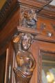 Antique French Renessance Period Bookcase Carved Figures,  Rare 19 C. 1800-1899 photo 1