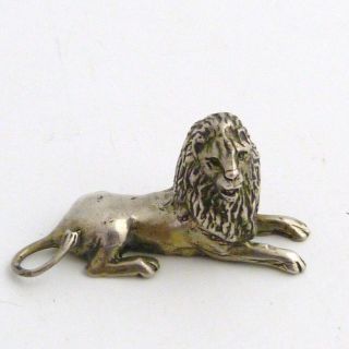 Antique Miniature Silver Figure Of A Lion photo