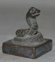 China Ancient Old Small Bronze Seal Hand Carved Beast Snake Statue Stamp Rare铜印章 Seals photo 1