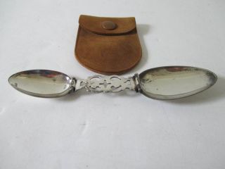 Antique Victorian Sterling Silver Folding Medicine Spoon American Medical Travel photo