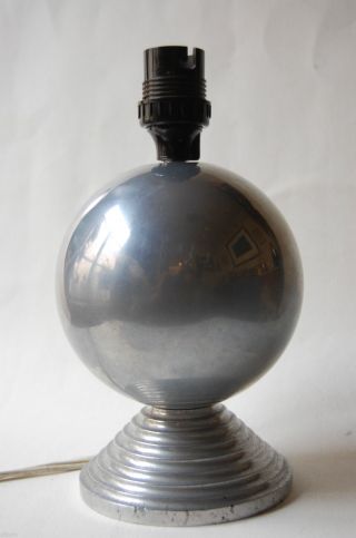 Classic Vintage French Art Deco Chrome Lamp 7.  75” Tall photo