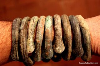 Mens Ladies Western Africa Bronze Copper Trade Bracelet Manillas 250 Years Old photo