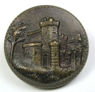 Antique Brass Button Detailed Stately Castle Design - 1 & 1/16 Inch photo