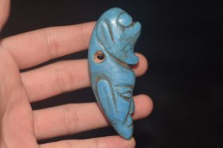 Old Chinese Neolithic Hongshan Chrysocolla Hand Carved Amulet Pendant photo