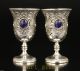 Pair Tibet Silver And Sapphire Decoration Noble Glass Wine Cup Goblets Hand Glasses & Cups photo 3