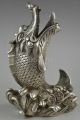 China Collectible Decorate Water God Old Tibet Silver Fish Dragon Jump Statue Other Antique Chinese Statues photo 1