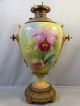 Lg Antique Art Nouveau Era Flower Painting Victorian Porcelain Oil Banquet Lamp Lamps photo 6