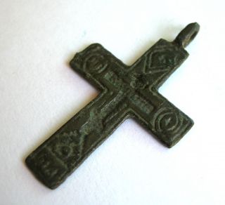 Circa.  1100 A.  D English Early Medieval Period Ae Bronze Crusades Cross Pendant photo