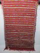 Antique Hand Woven African Red Striped Cross Hatch Zig Zag Rug W/fringe Nr Yqz Other African Antiques photo 1