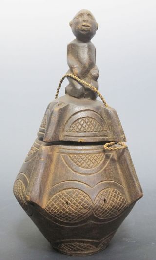 Antique African Tribe Baule Tribal Art Figural Wooden Vessle Sculpture Nr Yqz photo