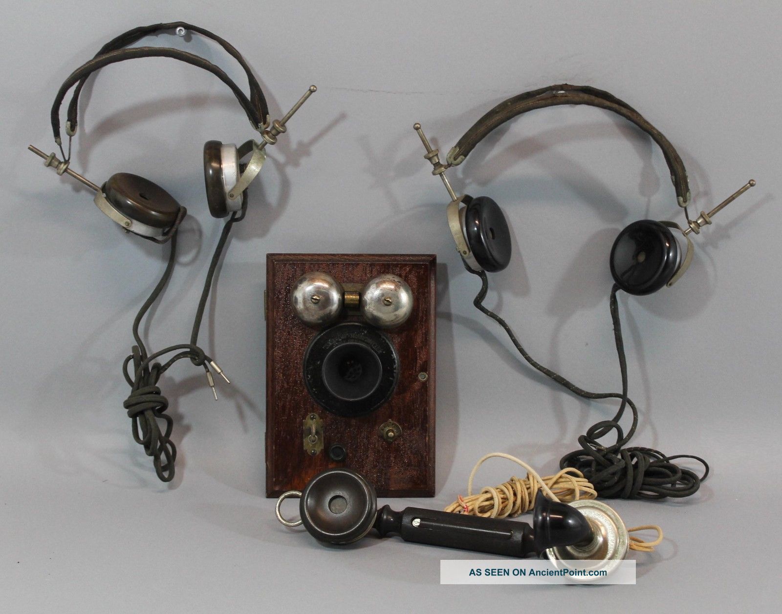 Antique Early 20thc Samson Telephone Transmitter & Ericsson Hand Receiver, Other Mercantile Antiques photo