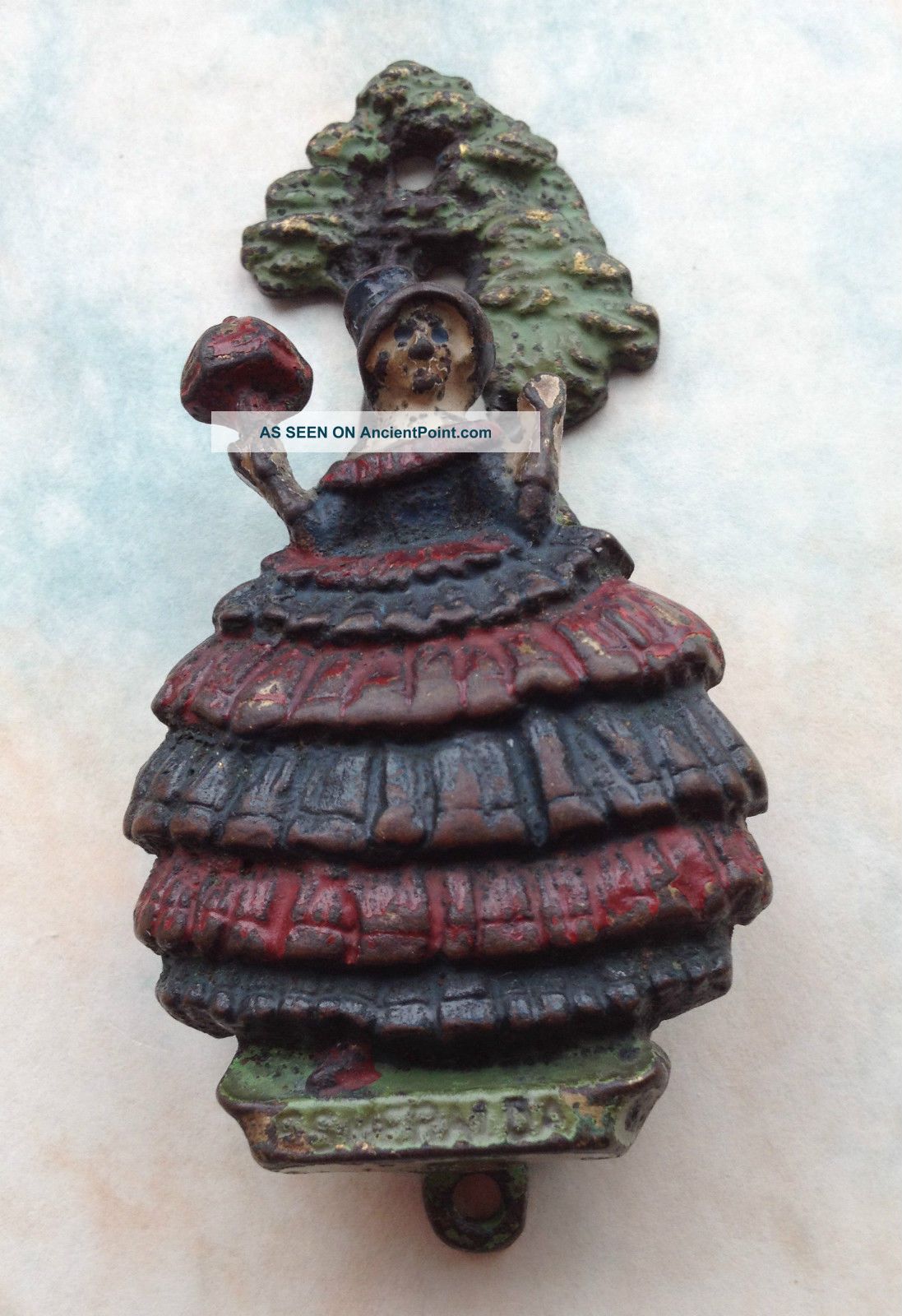 99p Reserve Antique Brass Hand Painted Art Deco Door Knocker Esmeralda 1923 Door Bells & Knockers photo