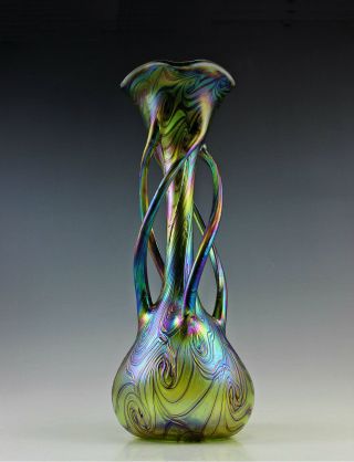 Glamorous Art Nouveau Jugendstil Iridescent Glass Vase Bohemian Top Quality photo