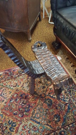 Antique Primitive Furniture Labor Birthing Chair 3 Leg Tripod Carved Wood Stool photo