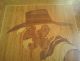 Antique Folk Art Cowboy Hand Carved Wooden Inlay Primitive Western Picture A, Primitives photo 1