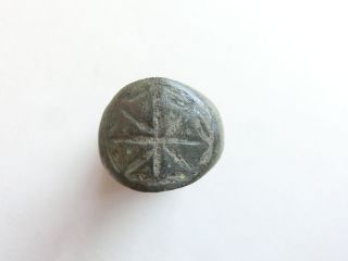 Roman Empire Ancient Roman Bronze Ring Star On Bezel / Signed 