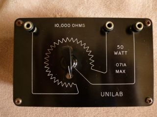 S Variable Dial Resistance Box,  Vintage,  Unilab.  0 - 10000 Omhs.  Cond photo