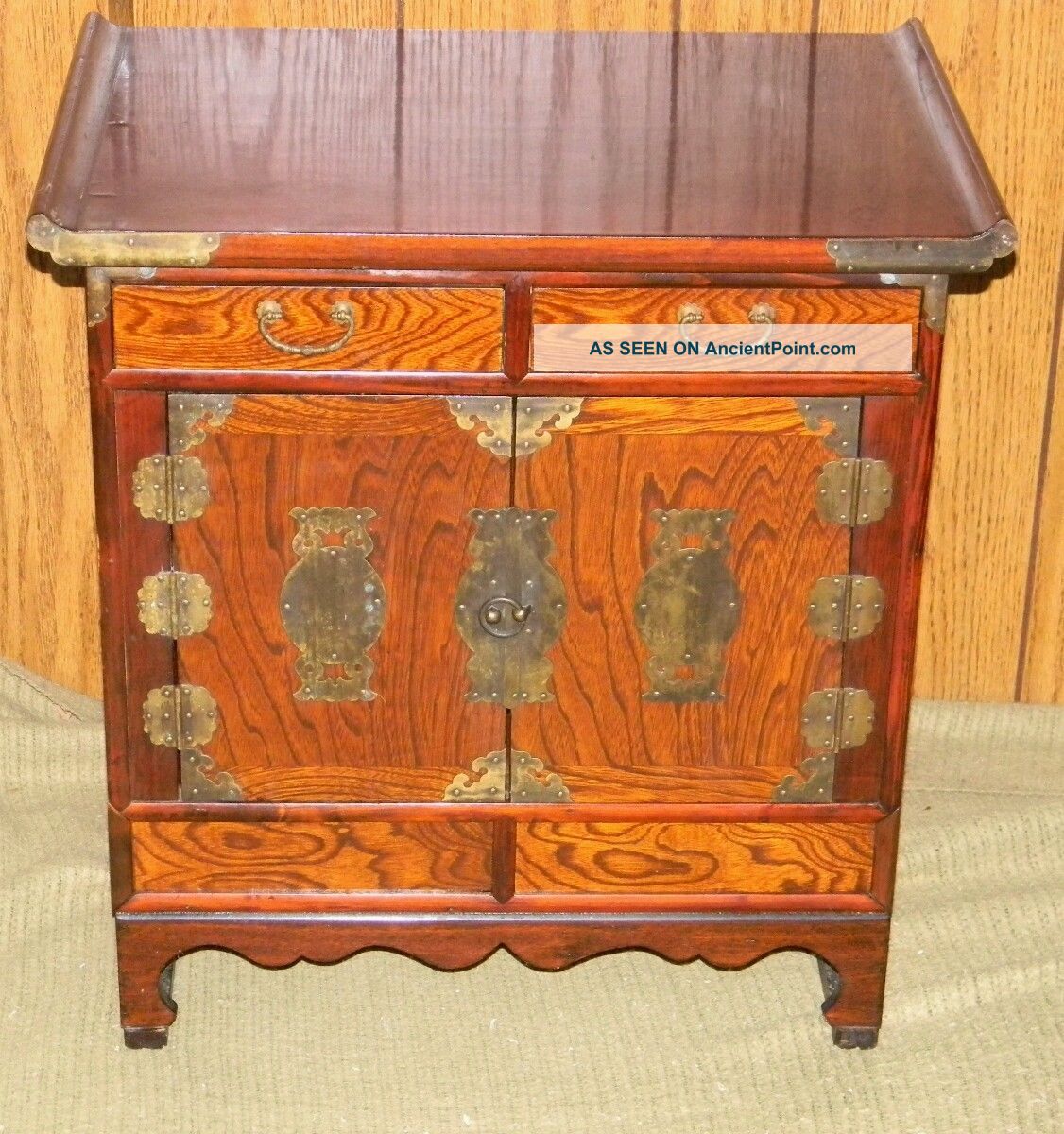 Vintage Asian Korean Fancy Wood Tansu Dansu Cabinet Hidden Compartments Table Other Antique Furniture photo