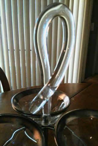 Mid Century Dorothy Thorpe Pretzel Lucite Acrylic Lazy Susan Silver Serving Dish photo